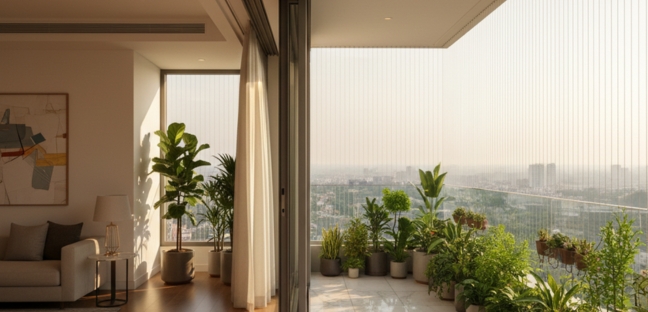 Construction Safety Net Installation at Building Site